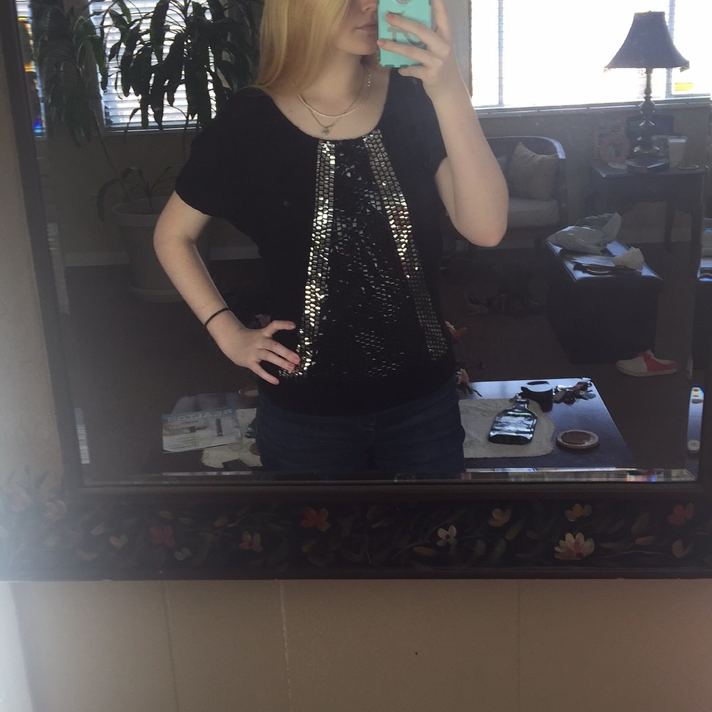Black short sleeved blouse